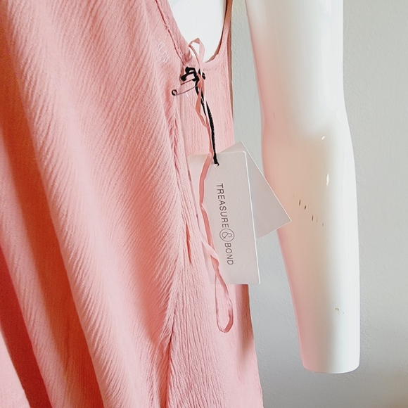 NWT Treasure & Bond Coral Pink Spaghetti Strap Maxi Dress Swim Cover Up Sz XL - Picture 8 of 10